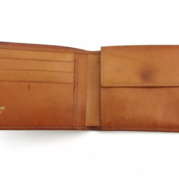 CELINE two-fold wallet macadam beige PVC ?~ leather Authentic used - Picture 5 of 9